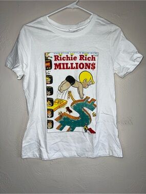 Richie Rich Comic Graphic Tee White Short Sleeve Size Small